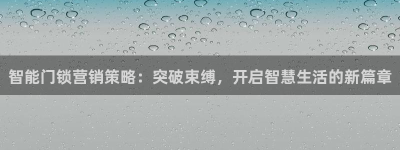 金年会手机网页版登录：智能门锁营销策略：突破束缚，开启智慧生